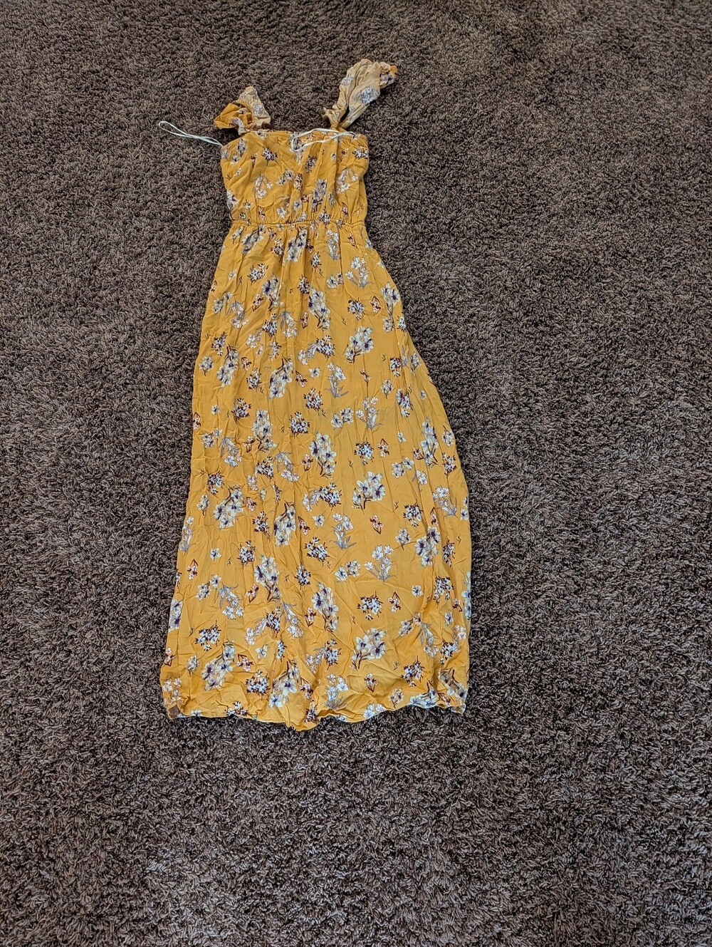 miami Yellow Floral Maxi Dress with Smocked Bodice